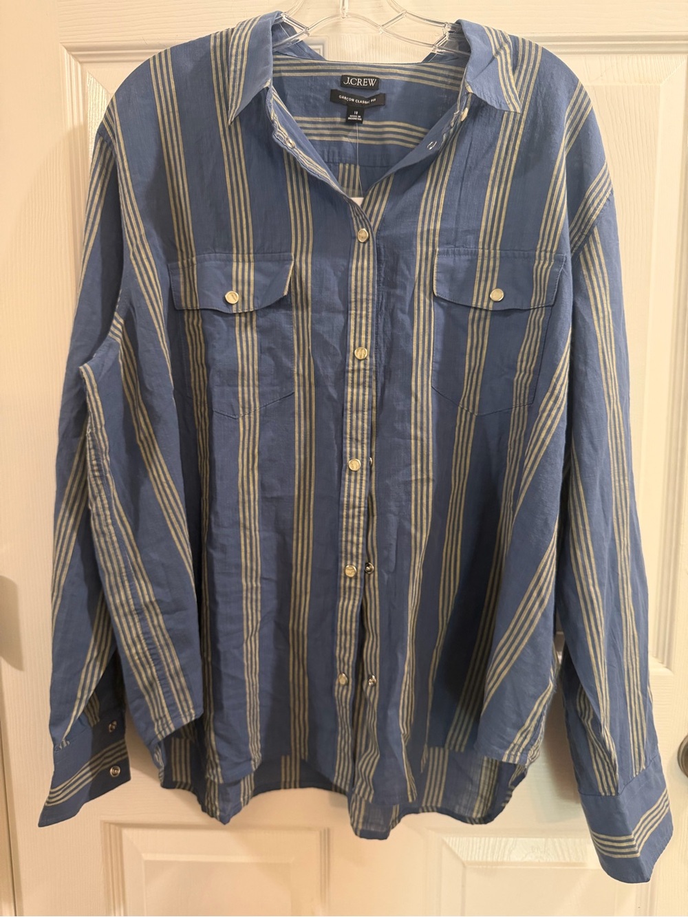 J.Crew Garçon Classic Fit Striped Button-Down Shirt, Size 18